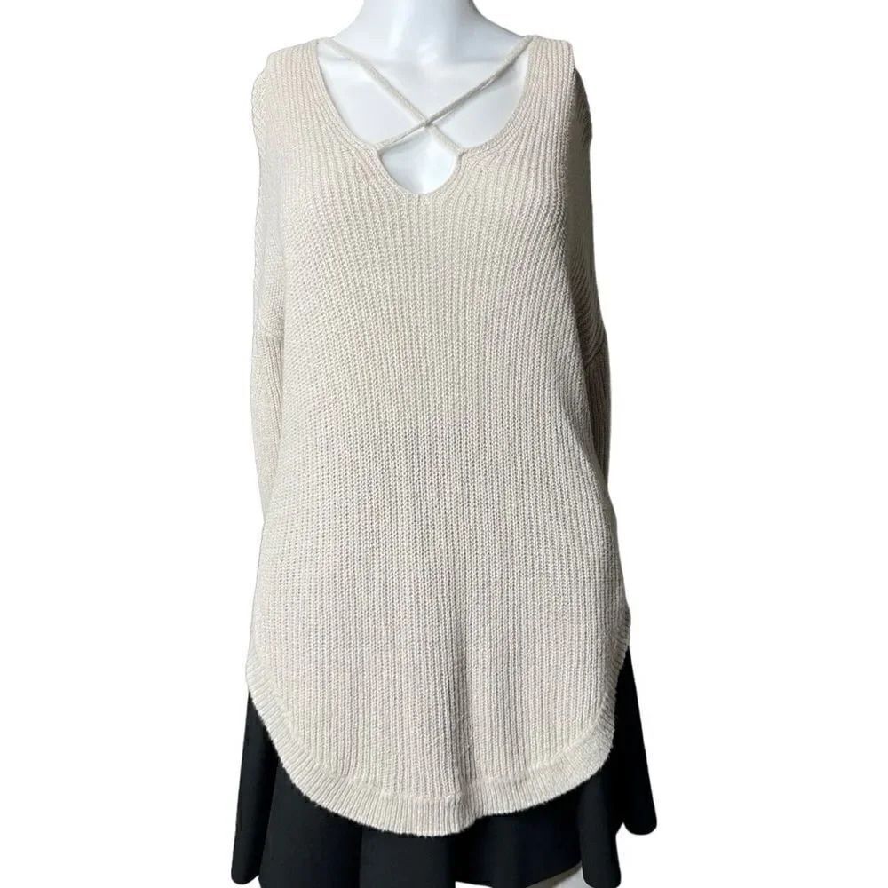 Express Oversized Knit Boho Sweater Cream Pink Size XS - Picture 1 of 3